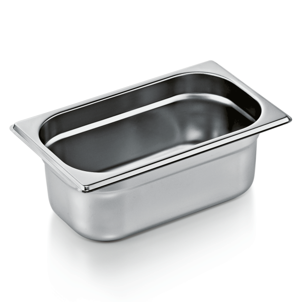 Bac gastro GN 1/4 inox chromé - Profondeur 100 mm (lot de 6)