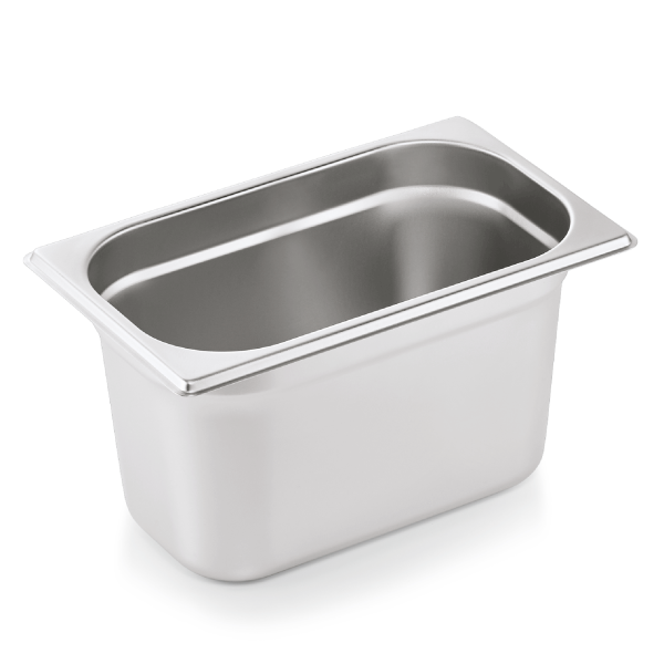 Bac gastro GN 1/4 inox chromé - Profondeur 150 mm (lot de 6)