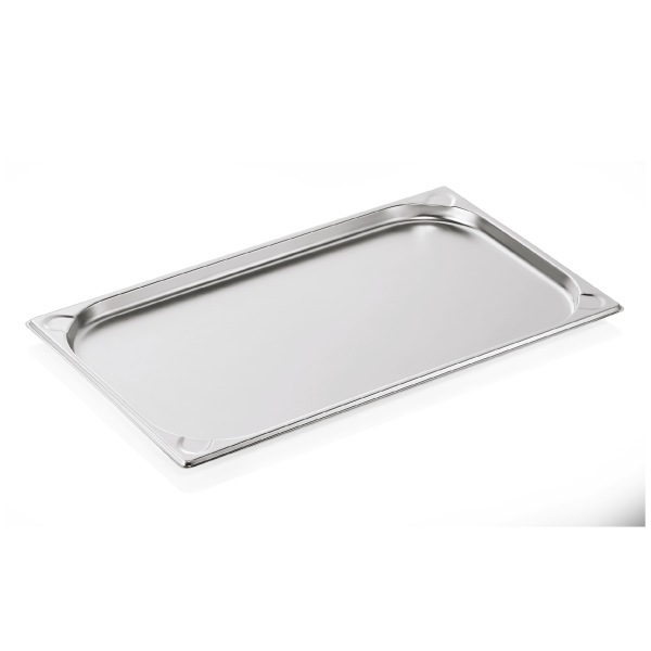 Bac gastro GN 1/1 inox chromé coins en U gaufrés - Profondeur 20 mm