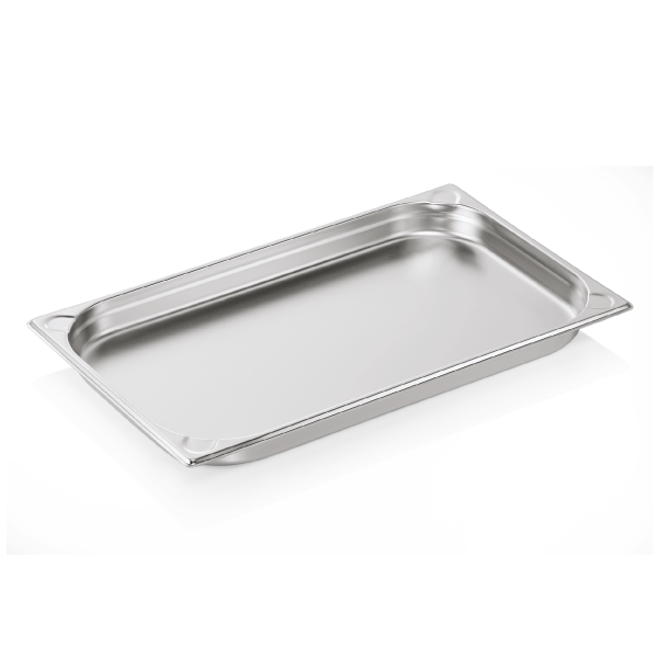 Bac gastro GN 1/1 inox chromé coins en U gaufrés - Profondeur 40 mm