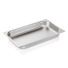 Bac gastro GN 1/1 inox chromé coins en U gaufrés - Profondeur 65 mm