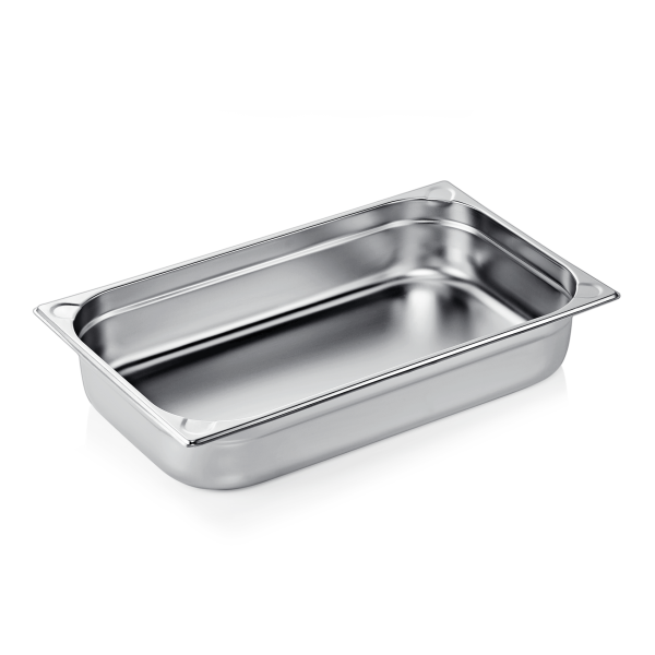 Bac gastro GN 1/1 inox chromé coins en U gaufrés - Profondeur 100 mm