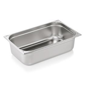 Bac gastro GN 1/1 inox chromé coins en U gaufrés - Profondeur 150 mm