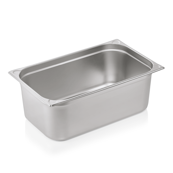 Bac gastro GN 1/1 inox chromé coins en U gaufrés - Profondeur 200 mm