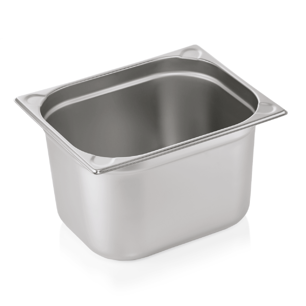 Bac gastro GN 1/2 inox chromé coins en U gaufrés - Profondeur 200 mm