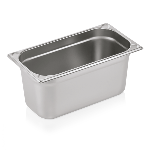Bac gastro GN 1/3 inox chromé coins en U gaufrés - Profondeur 150 mm