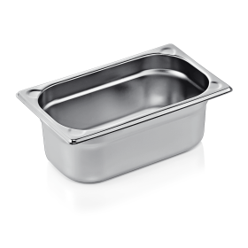 Bac gastro GN 1/4 inox chromé coins en U gaufrés - Profondeur 100 mm