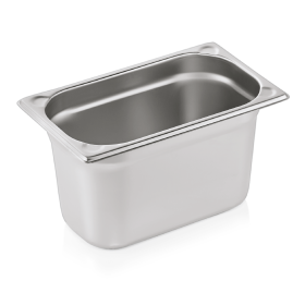 Bac gastro GN 1/4 inox chromé coins en U gaufrés - Profondeur 150 mm
