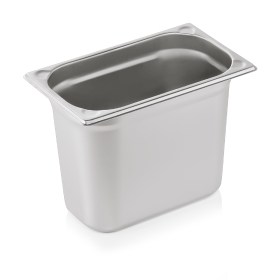 Bac gastro GN 1/4 inox chromé coins en U gaufrés - Profondeur 200 mm