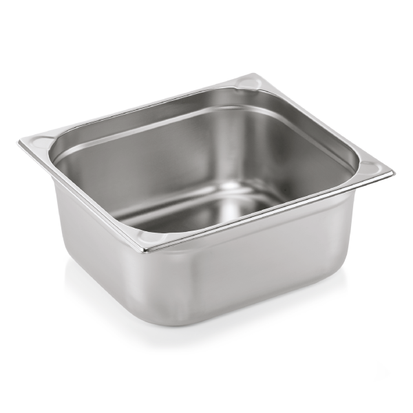 Bac gastro GN 2/3 inox chromé coins en U gaufrés - Profondeur 150 mm