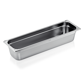 Bac gastro GN 2/4 inox chromé coins en U gaufrés - Profondeur 100 mm