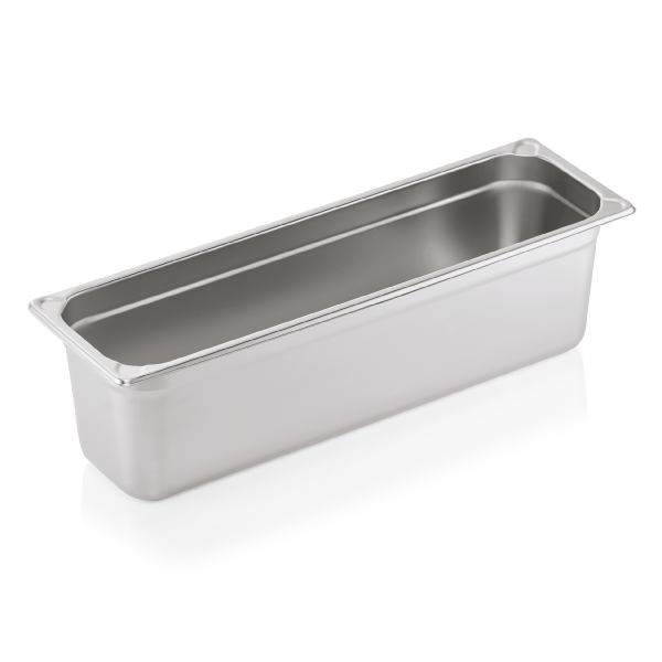 Bac gastro GN 2/4 inox chromé coins en U gaufrés - Profondeur 150 mm