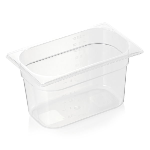Bac gastro GN 1/4 polypropylène transparent - Profondeur 150 mm