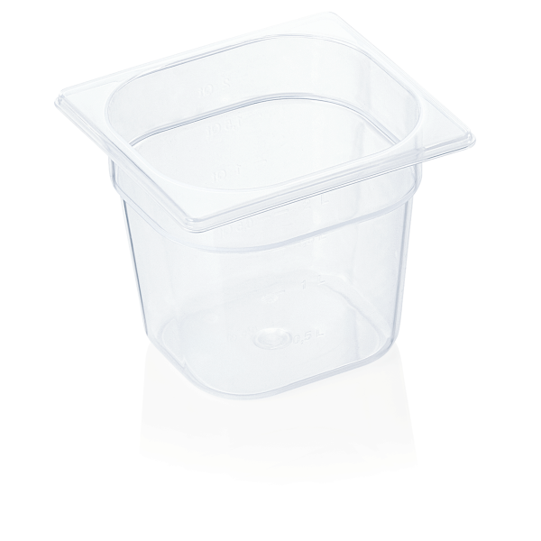 Bac gastro GN 1/6 polypropylène transparent - Profondeur 150 mm