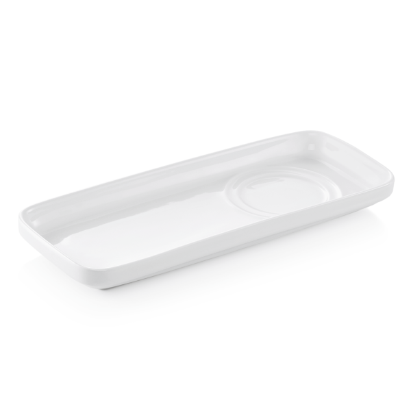 Plateau de service en porcelaine blanche - 23,5 x 9 x 2,5 cm (lot de 6)