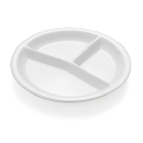 Assiette en mélamine blanche - Ø 26 cm - 3 compartiments (lot de 3)