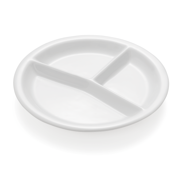 Assiette en mélamine blanche - Ø 26 cm - 3 compartiments (lot de 3)