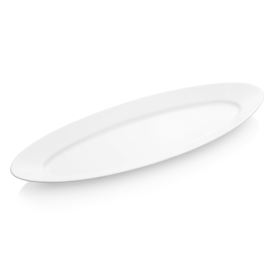Plat de présentation ovale torpille - Porcelaine blanche - 60 x 21,5 cm (lot de 6)