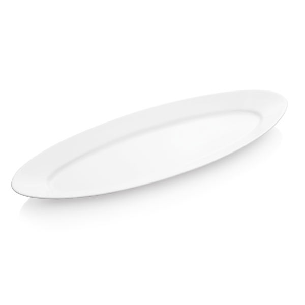Plat de présentation ovale torpille - Porcelaine blanche - 60 x 21,5 cm (lot de 6)