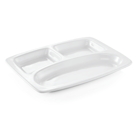 Plateau compartimenté en porcelaine - 3 sections (lot de 3)