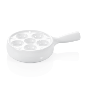 Poêle 6 trous pour escargots - Porcelaine - Ø 12 cm - Avec manche