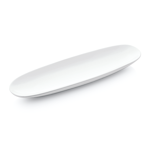 Plat de présentation ovale en porcelaine - 36 x 9,5 cm (lot de 6)