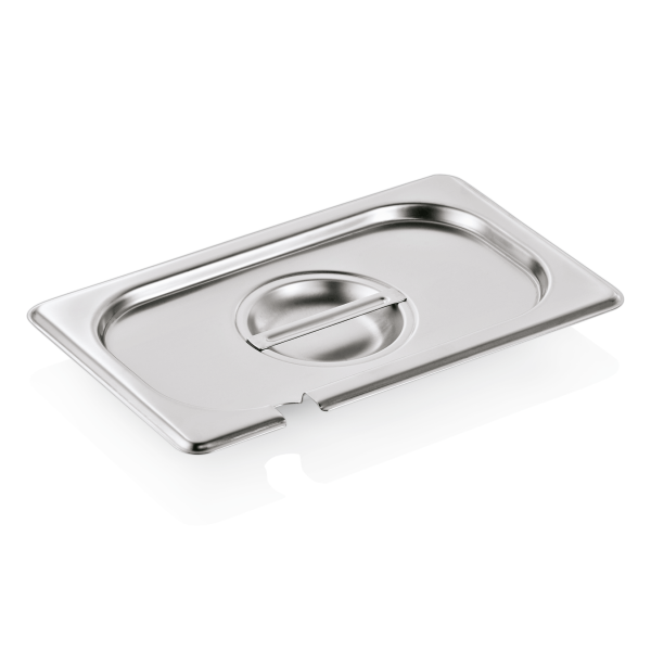 Couvercle GN 1/4 inox 18/8 avec encoche pour cuillère