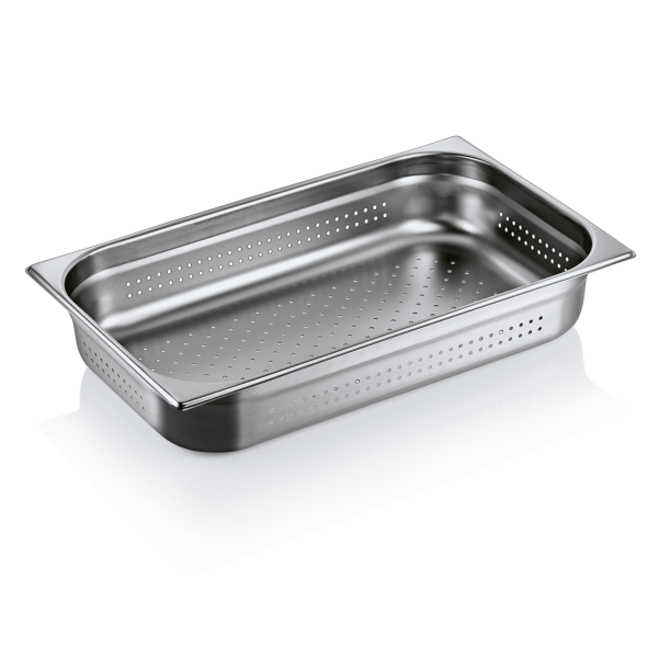 Bac gastro GN 1/1 inox 18/8 perforé – Profondeur 100 mm