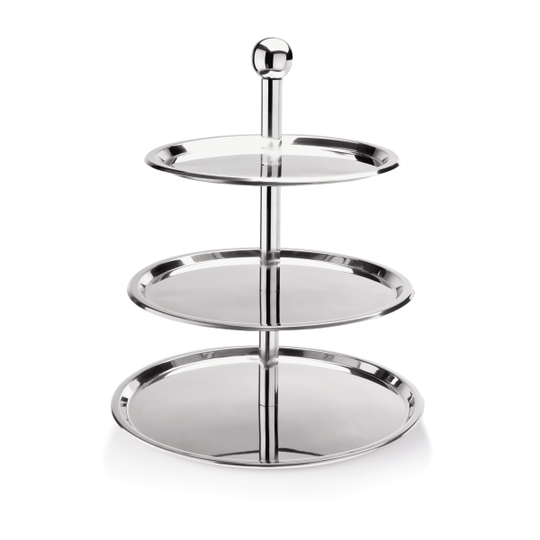 Présentoir à 3 niveaux inox chromé - Ø 30/35/40 cm