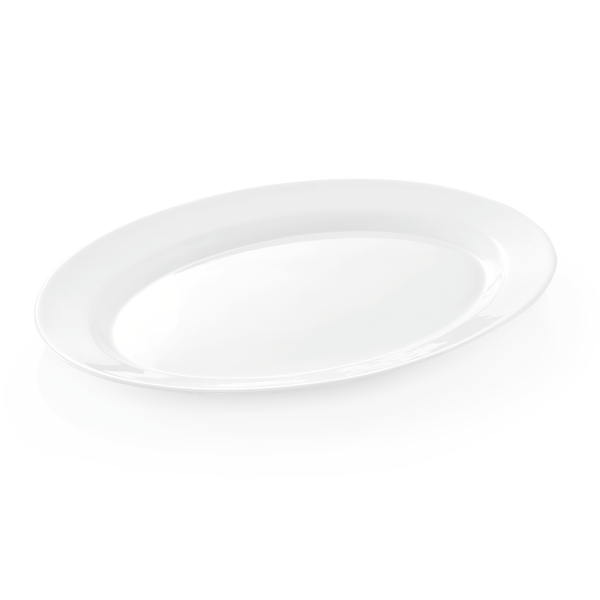 Plat ovale en verre opale 30,5 x 22,5 cm - Bord lisse - (lot de 2)