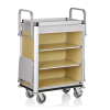Chariot de service de chambre structure aluminium - 155 x 55 cm - Aspect bois clair - 2 sacs 60 L