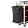 Chariot de service de chambre structure aluminium - 155 x 55 cm - Aspect bois foncé - 2 sacs 60 L