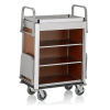 Chariot de service de chambre structure aluminium - 155 x 55 cm - Aspect bois foncé - 2 sacs 60 L