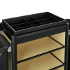 Chariot de service de chambre structure aluminium noir - 155 x 55 cm - Aspect bois clair - 2 sacs 60 L