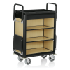 Chariot de service de chambre structure aluminium noir - 155 x 55 cm - Aspect bois clair - 2 sacs 60 L