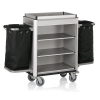 Chariot de service de chambre structure aluminium - 155 x 55 cm - Aspect aluminium - 2 sacs 60 L