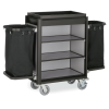Chariot de service de chambre structure aluminium noir - 155 x 55 cm - Aspect aluminium foncé - 2 sacs 60 L
