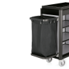 Chariot de service de chambre structure aluminium noir - 155 x 55 cm - Aspect aluminium foncé - 2 sacs 60 L