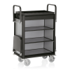 Chariot de service de chambre structure aluminium noir - 155 x 55 cm - Aspect aluminium foncé - 2 sacs 60 L