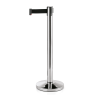 Poteau de sécurité inox poli - Sangle noire de 2 mètres- Hauteur 90 cm (lot de 2)