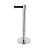 Poteau de sécurité inox poli - Sangle noire 450 cm - Hauteur 95 cm (lot de 2)