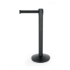 Poteau de sécurité acier noir poudré - Sangle noire 450 cm - Hauteur 95 cm (lot de 2)
