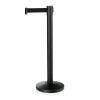 Poteau de sécurité acier noir poudré - Sangle noire de 2 mètres - Hauteur 90 cm (lot de 2)