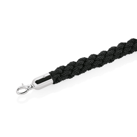 Cordon de sécurité tressé en polyester noir - 150 cm - Embouts en acier chromé
