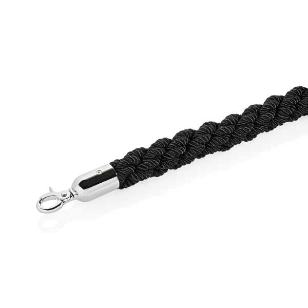Cordon de sécurité tressé en polyester noir - 150 cm - Embouts en acier chromé
