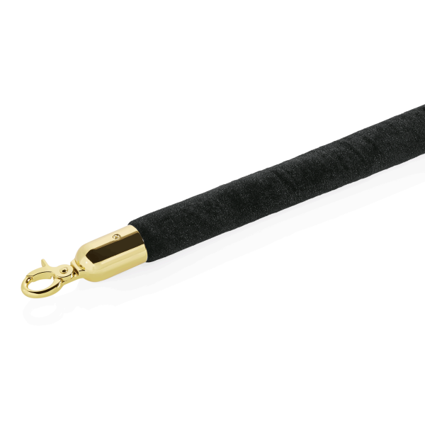 Cordon de sécurité en velours noir - 150 cm - Embouts en titane doré
