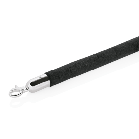 Cordon de sécurité en velours noir - 150 cm - Embouts en acier chromé