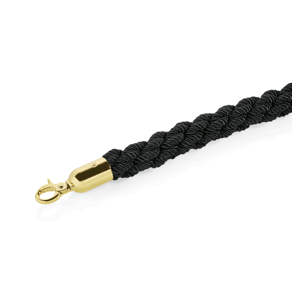 Cordon de sécurité tressé en polyester noir - 150 cm - Embouts en titane doré