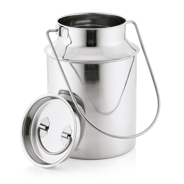 Bidon de transport inox chromé avec anse et couvercle - 3 L - Ø 13 cm