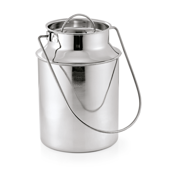Bidon de transport inox chromé avec anse et couvercle - 3 L - Ø 13 cm